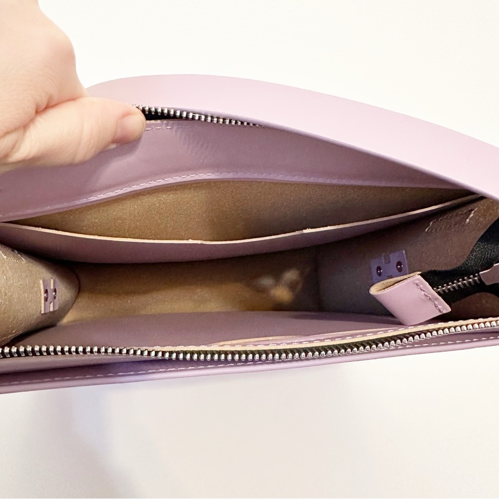 Labienhecha Lavender Leather Structured Minimalist Shoulder Bag Handbag Purse - Picture 4 of 10